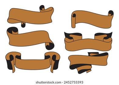 Hand drawn ribbon banner set Vector