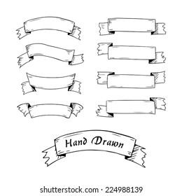 Hand drawn ribbon banners.