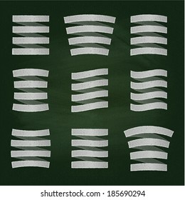 Hand drawn ribbon banners on blackboard, vector illustration.