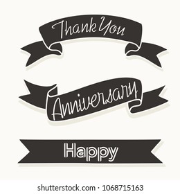 Hand drawn ribbon banners, vector illustration