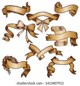 Hand Drawn Ribbon Banners Vector Pack 02