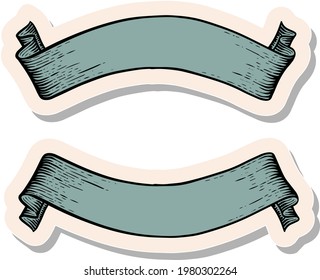 Hand drawn ribbon banners vintage elements in sticker style vector illustration