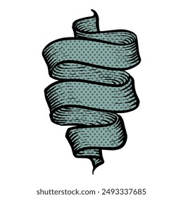 Hand drawn ribbon banners vintage elements halftone color vector illustration