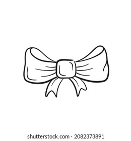 hand drawn ribbon bow. sketchy vector element for Christmas and New Year greeting card and invitation design