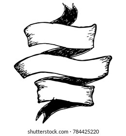 Hand drawn ribbon. Creative vector illustration. 