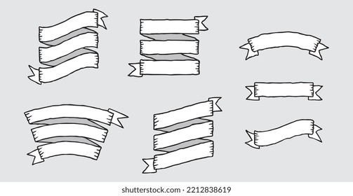 hand drawn ribbon doodle pack