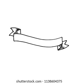 Hand Drawn ribbon doodle. Sketch style icon. Decoration element. Isolated on white background. Flat design. Vector illustration.