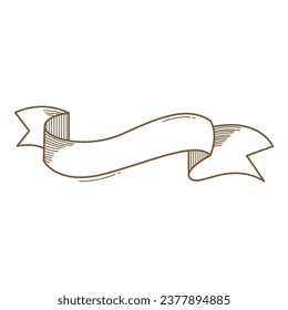 Hand drawn ribbon element. Vector illustration. Suitable for wedding invitation, aesthetic decoration, social media post, banner, promotion, advertising, etc.