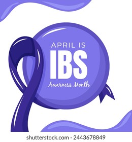 Hand gezeichnetes Band für IBS-Feier. Illustration des Reizdarmsyndrom-Bewusstseins, IBS-Monat-Feier im April