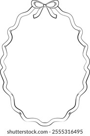 Hand Drawn Ribbon Oval Frame Vector Illustration