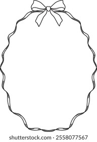 Hand Drawn Ribbon Oval Frame Vector Illustration