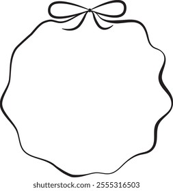 Hand Drawn Ribbon Round Frame Vector Illustration