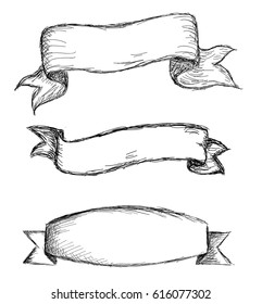 Hand drawn ribbon set with copy space vector