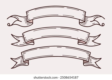 conjunto de vetor de faixa desenhado à mão 