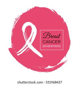 Hand drawn ribbon to World Breast Cancer Awareness month.
Medical sign on the brush background.