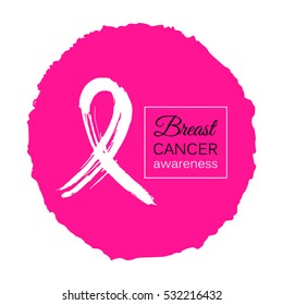Hand drawn ribbon to World Breast Cancer Awareness month.
Medical sign on the brush background.