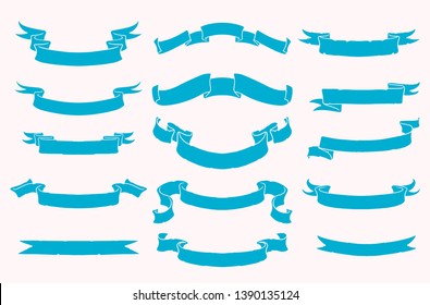 Hand Drawn Ribbons Banner vector set. EPS format