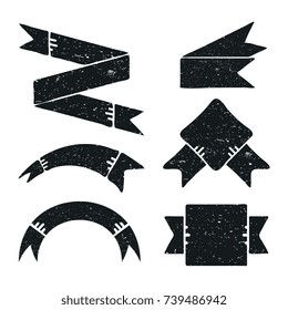 Hand drawn ribbons banners vector illustration