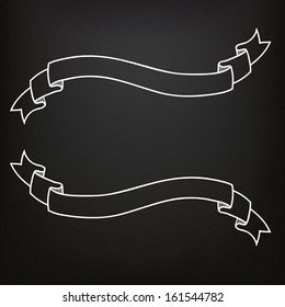 Hand drawn ribbons on the blackboard