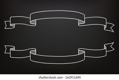 Hand drawn ribbons on the blackboard