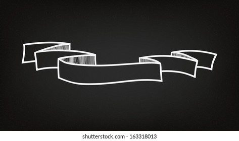 Hand drawn ribbons on the blackboard