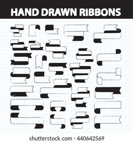 hand drawn ribbons set black