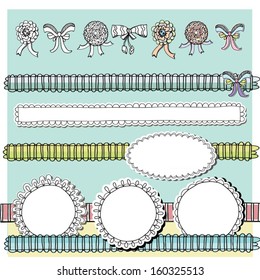 Hand drawn ribbons, tags and labels