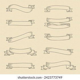 Hand drawn ribbons template	art