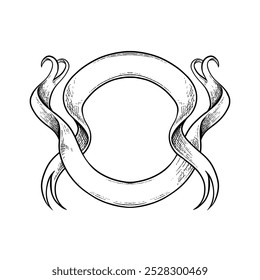 Hand drawn ribbons vintage. Vintage style black color sketch. Isolated elements. Vector illustration