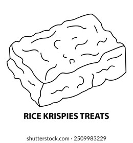 Hand Drawn Rice Krispies Treats Illustration. Food and Snacks Coloring Page. Bold and Easy Designs for Adults and Kids. Vector Rice Krispies Treats for coloring book. Simple rice crispy treats drawing