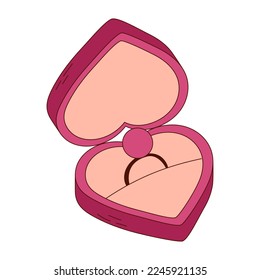 Hand drawn ring box for Valentine day. Design elements for posters, greeting cards, banners and invitations.