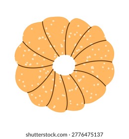 Hand drawn ring bread loaf with sesame seeds, perfect for bakery menus, packaging, and traditional food branding