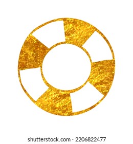 Icono de boya de anillo dibujado a mano en ilustración vectorial de textura de lámina dorada