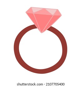 Hand drawn ring with diamond. Shining symbol, sign, icon, talisman. Vector doodle sketch illustration isolated on white background.