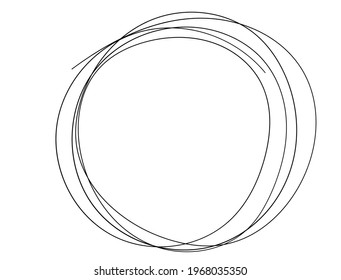 hand drawn ring scribble . abstract circle frame in doddles style. Lateen design element. Continuous line. Vector illustration. isolated