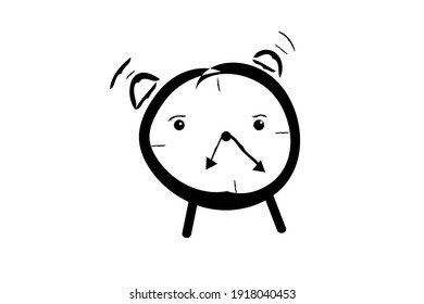 Hand drawn ringing alarm clock icon. alarm clock in flat style. Vector illustration.
