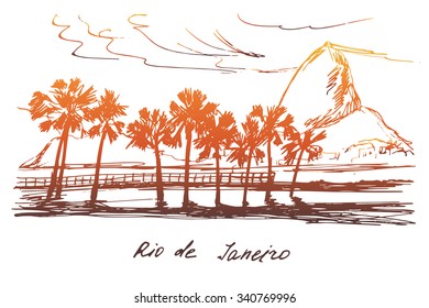Hand drawn Rio de Janeiro coast