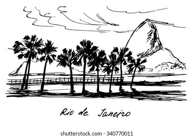 Hand drawn Rio de Janeiro coast