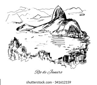 Costa de Río de Janeiro dibujada a mano