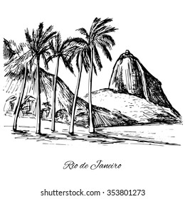 Hand drawn Rio de Janeiro coast