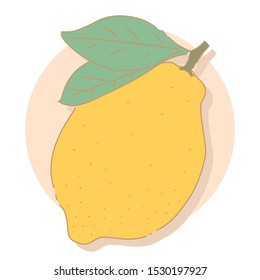 Hand drawn of ripe lemon fruit with lemon leaf with vector style doodle design illustrations.