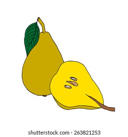 Hand drawn ripe pears