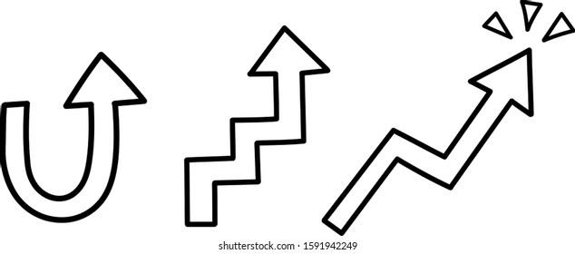 Hand drawn Rising arrow Vector icon, Sign collection