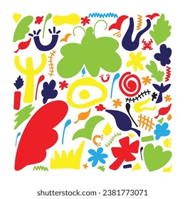 Hand drawn risograph element collection