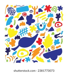 Hand drawn risograph element collection