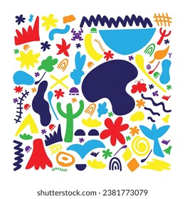 Hand drawn risograph element collection