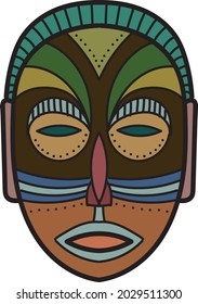 Hand drawn ritual mask of Asian type