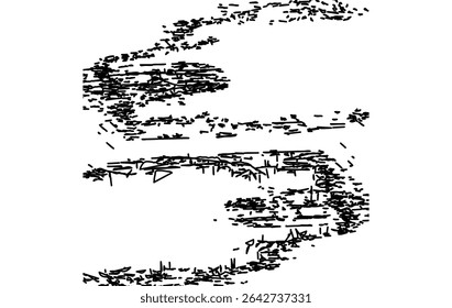 Hand Drawn River Scene with Nature Element