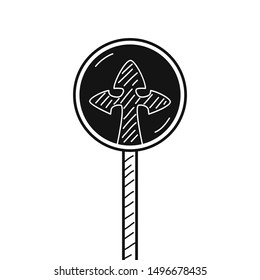 Hand drawn Road Sign isolated on a white. Vector illustration.