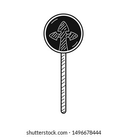 Hand drawn Road Sign isolated on a white. Vector illustration.